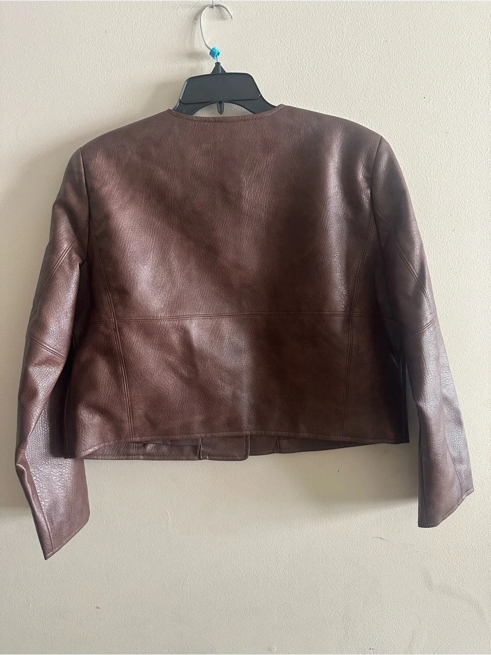 Michael Kors Dark Brown Cropped Faux Leather Jacket Size P/L